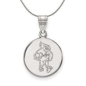 Sterling Silver Iowa State Medium Disc Necklace - 16 Inch